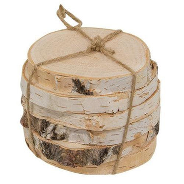 6 Pkg Natural Birch Coasters - The Fox Decor